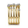 Huitan Multi-layered Two Tone Rings with Sparkling Cubic Zirconia Statement Daily Party Rings for Women Trendy Jewelry Drop Ship