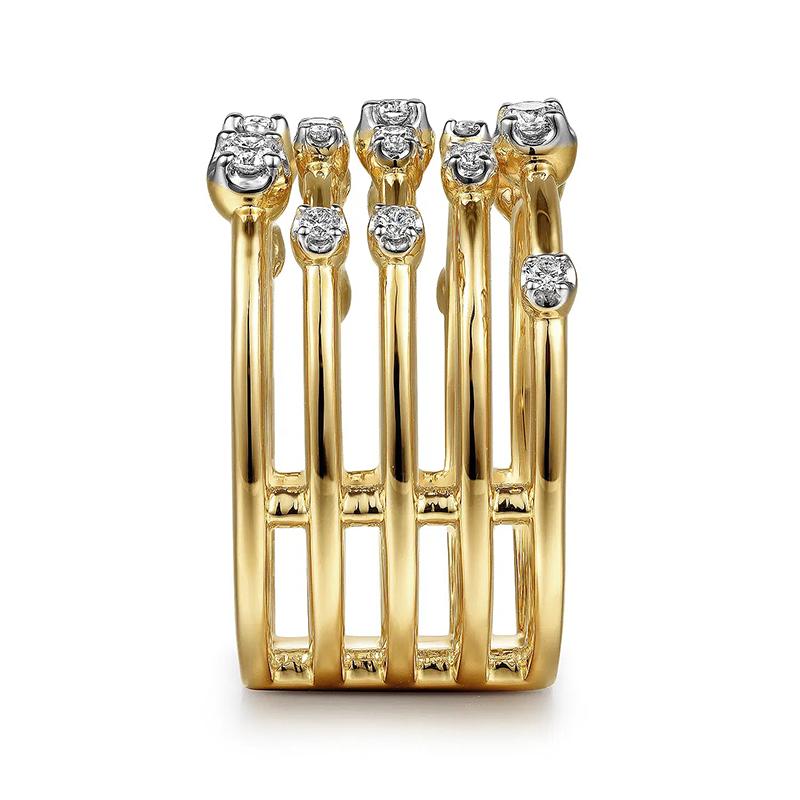 Huitan Multi-layered Two Tone Rings with Sparkling Cubic Zirconia Statement Daily Party Rings for Women Trendy Jewelry Drop Ship