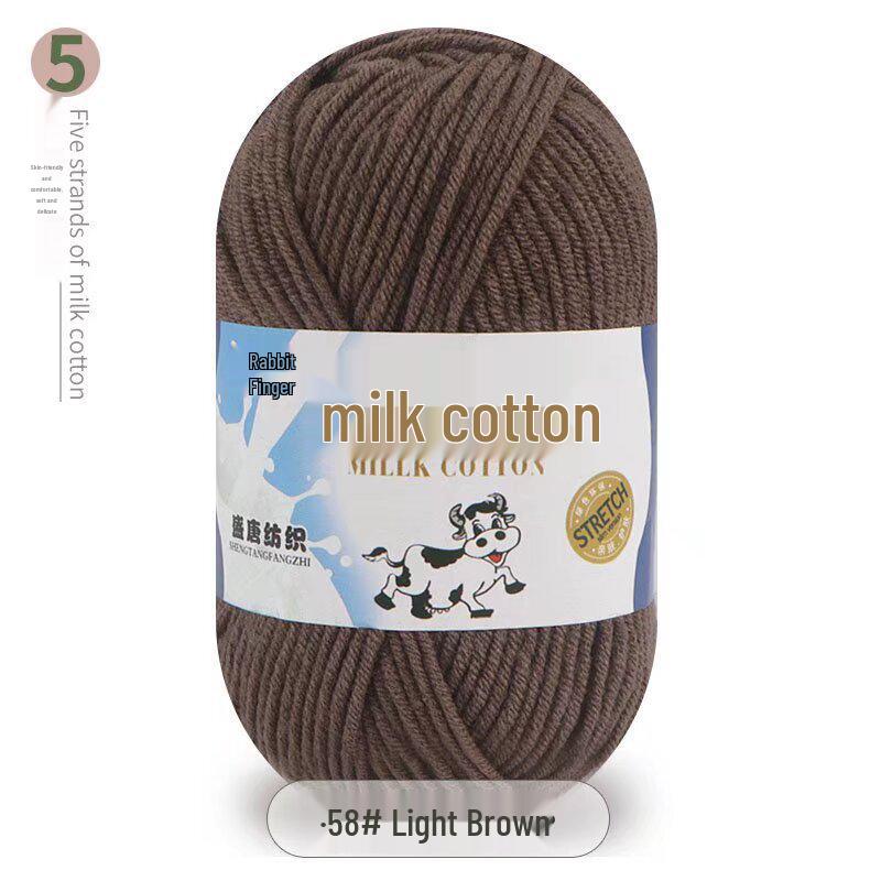 Five-Strand Milk Cotton Yarn for Crochet: Medium-Thick, Hand-Knitted DIY Kit for Dolls, Shoes, Scarves.
