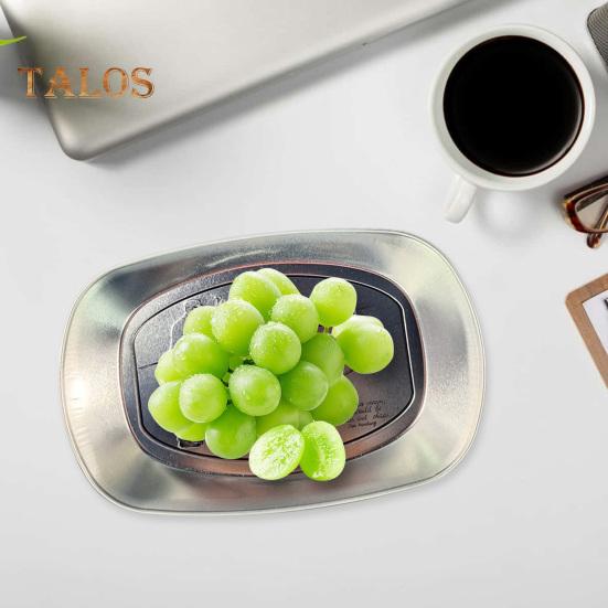 Retro Tinplate Dinner Plate Stainless Steel Serving Tray Round Seasoning Plates Platter Kitchen Gadget for Fruits Desserts Fried Chicken
