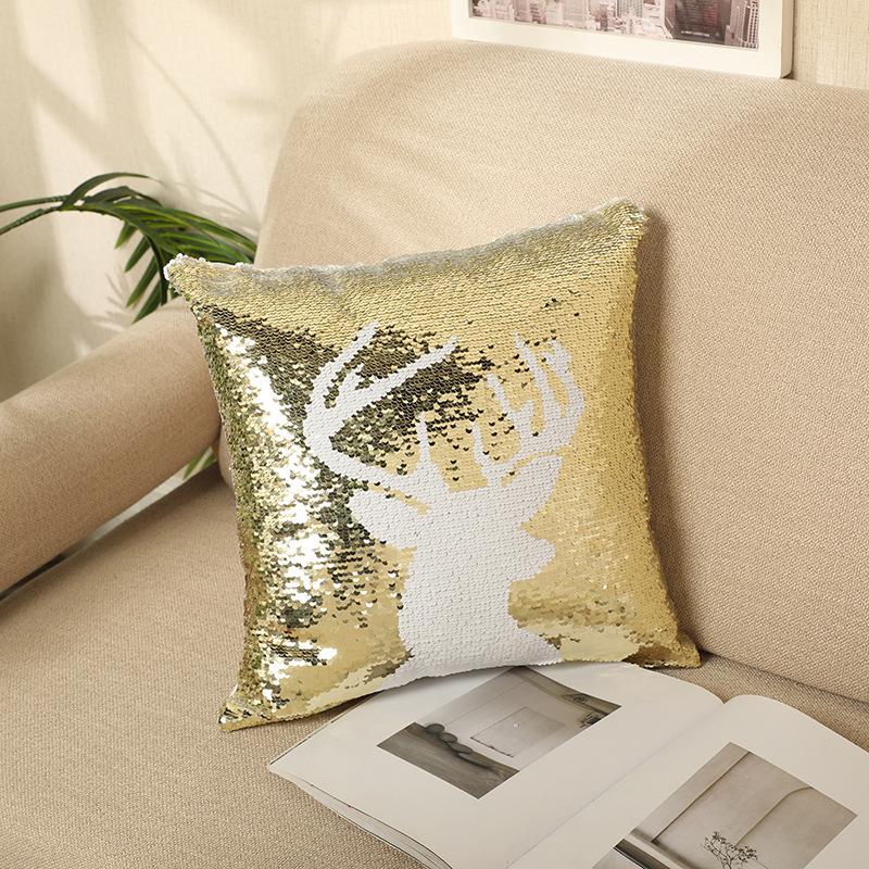 Country Christmas Sequin Pillowcase Single-sided Car Sofa Pillowcase Creative Pillowcase