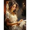 Vintage Read Elegant Girl Book Lovers Poster Women Portrait Oil Painting On Canvas Painting Wall Art Picture for Room Home Decor