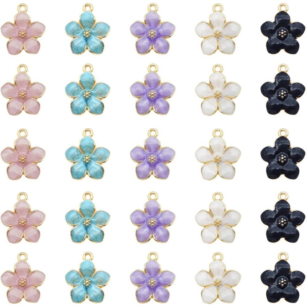 Metal Oil Drip Enamel Flowers Assorted Colors Mixed Petals Craft Charms Bracelets Pendants  DIY Jewellery Making Accessories