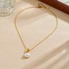 DIEYURO 316L Stainless Steel Golden Ball Pearl Pendant Classic Necklace For Women Fashion Trend Non-fading Neck Chain Jewelry