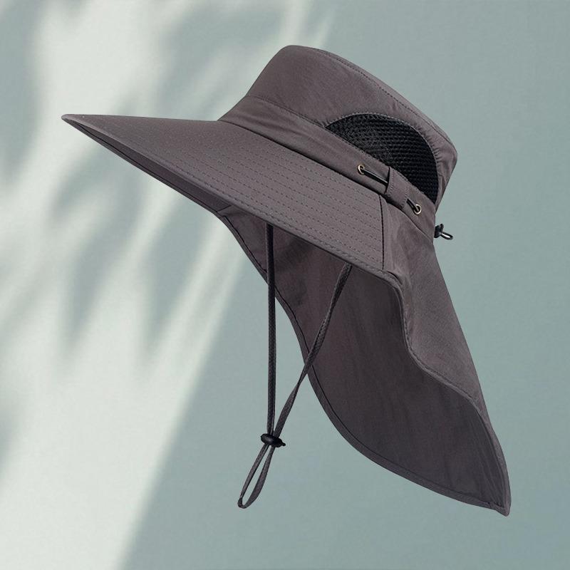 

Солнечная шляпа летняя уличная рыбацкая шляпа-ведро мужская и женская альпинистская шляпа от солнца защита шеи большой размер шляпа от солнца average size