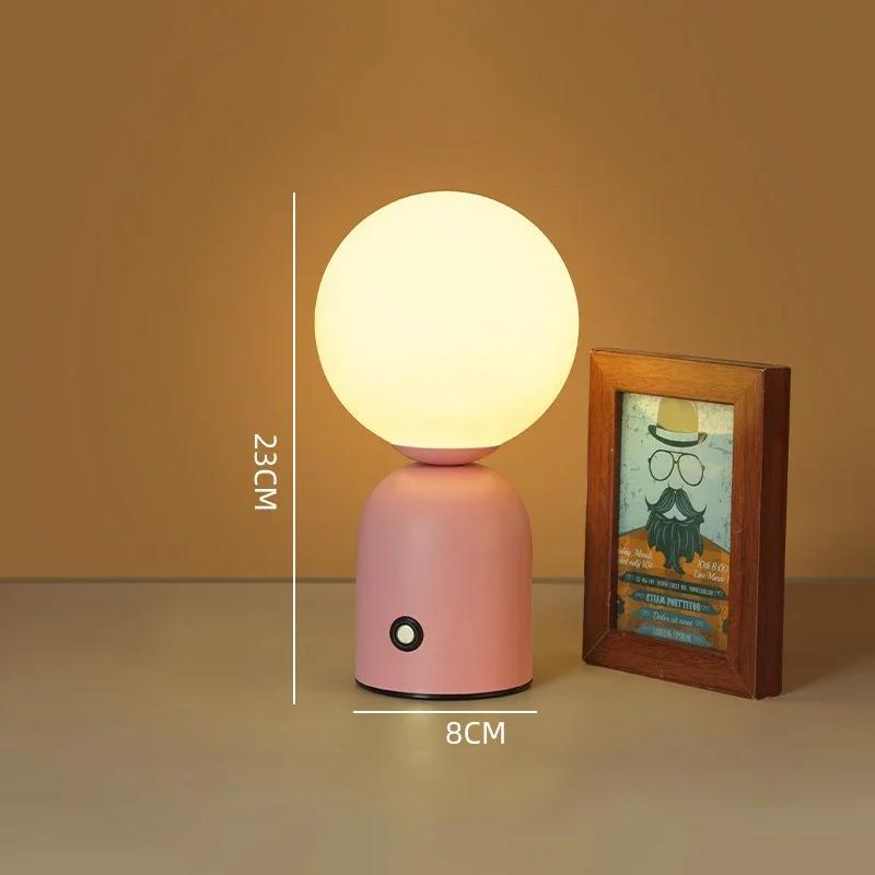 

Nordic LED Table Lamp Rechargeable Touch Switch Stepless Dimming Night Light For Bedroom Bedside Desk Decoration Table Lights 3 Light Colors розовый