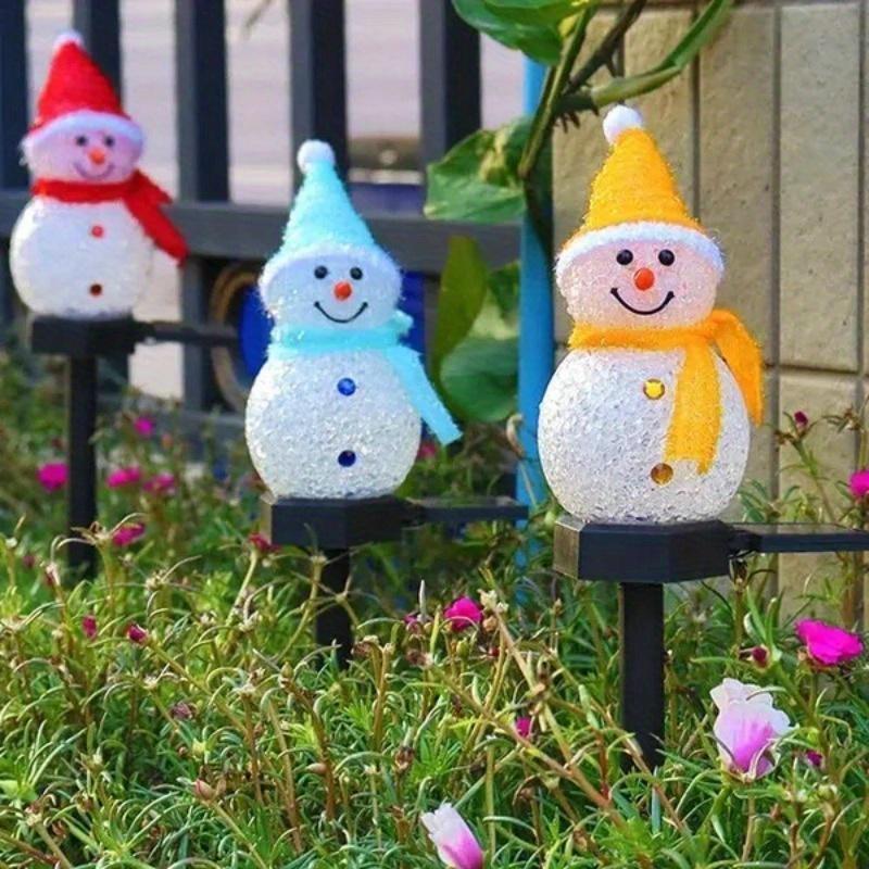 1pc LED Solar Lights, Outdoor Snowman Lights, Waterproof Garden Ground Plug Lights
