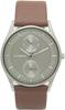 Pierretalamon PT-5500H-3 Men's Watch with Leather Band, Multi-Function, Small Seconds, Gray and Brown