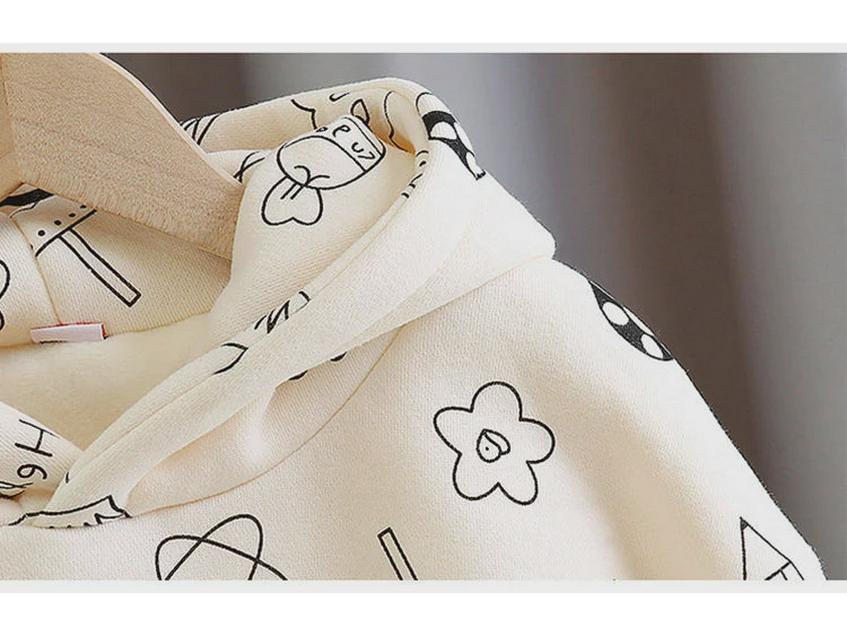 Girls' Velvet Hooded Autumn/Winter Sweatshirts – Thick, Fashionable Korean Style Casual Tops for Baby Girls