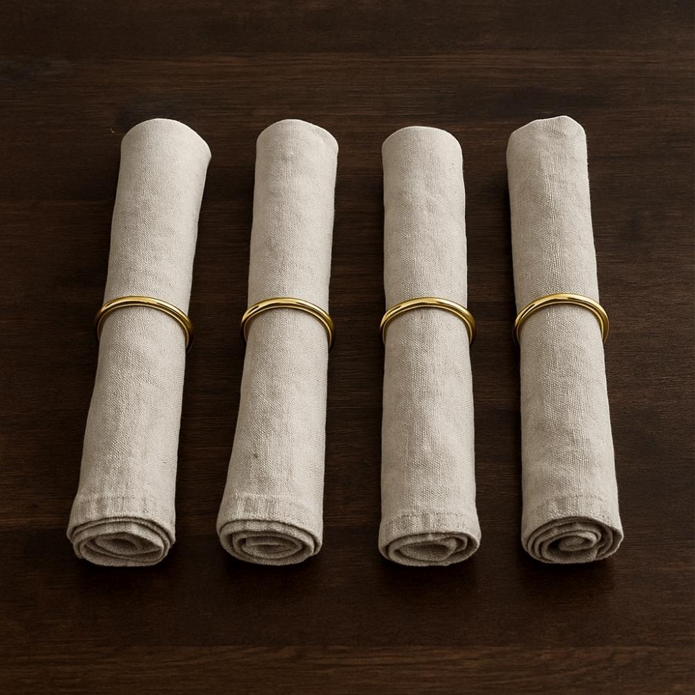 10Pcs Multifunctional Stainless Steel Round Napkin Ring Minimalist Style Decorative Napkin Holder Gold Napkin Buckle Dinners