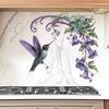 Creative Plant Flower Purple Hummingbird Wall Sticker Bedroom Headboard Living Room Sofa Background Wall Art