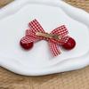 Pack of 2 Checked Bows Cherry Hair Clip with Metal Teeh Grip NonSlip Lovely Barrettes for Girls Women Everyday Wear