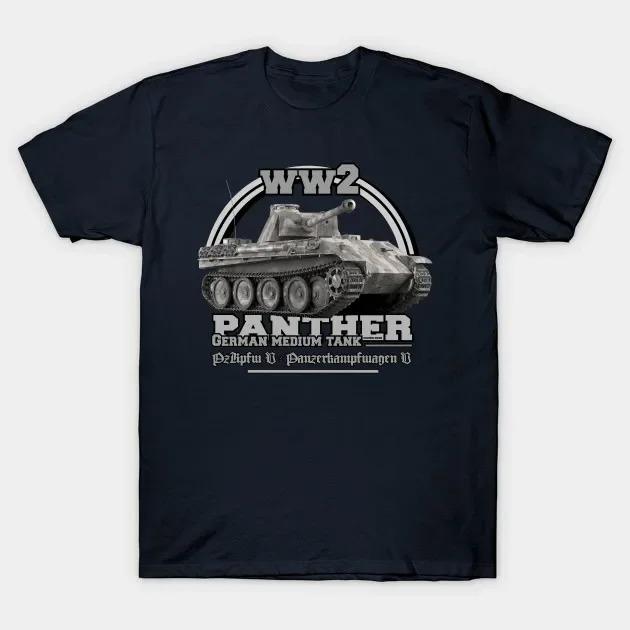 Zweiter Weltkrieg Deutsche Wehrmacht Panzer V Panther Panzer T-Shirt 100% Baumwolle Rundhals Sommer Kurzarm Freizeit Herren T-Shirt Größe S-3XL