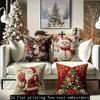 Christmas Pillowcase: Reindeer, Snowman, Santa Claus and Christmas Tree Pattern New Year Home Decoration 2d Flat Printing