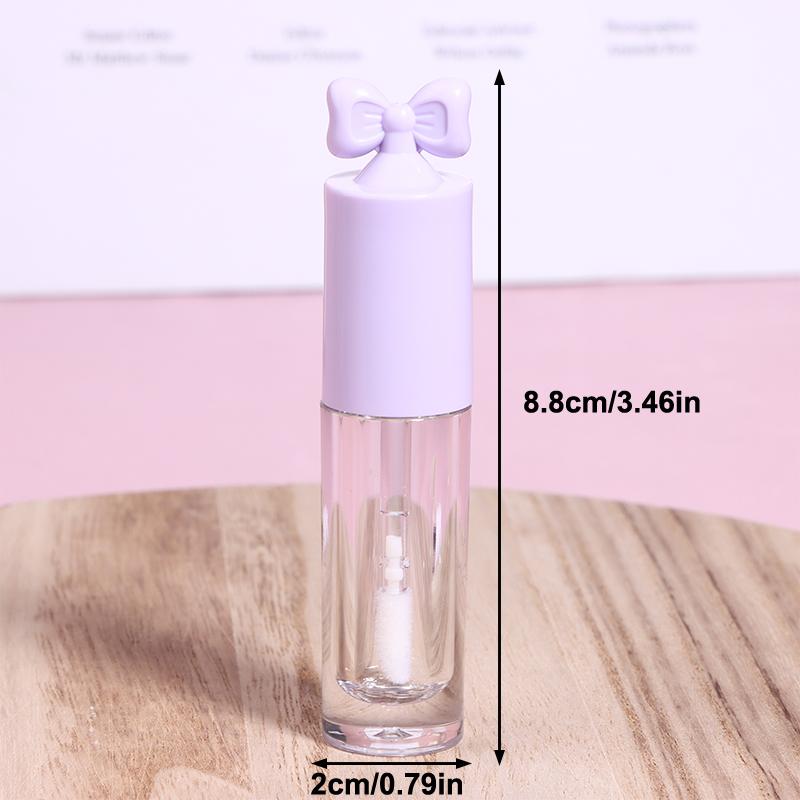 Cute Creative Bow Shape Lip Gloss Tubes Clear Empty Diy Cylindrical Lip Balm Tubes 2.5Ml With Wand Refillable Lipstick Bottle
