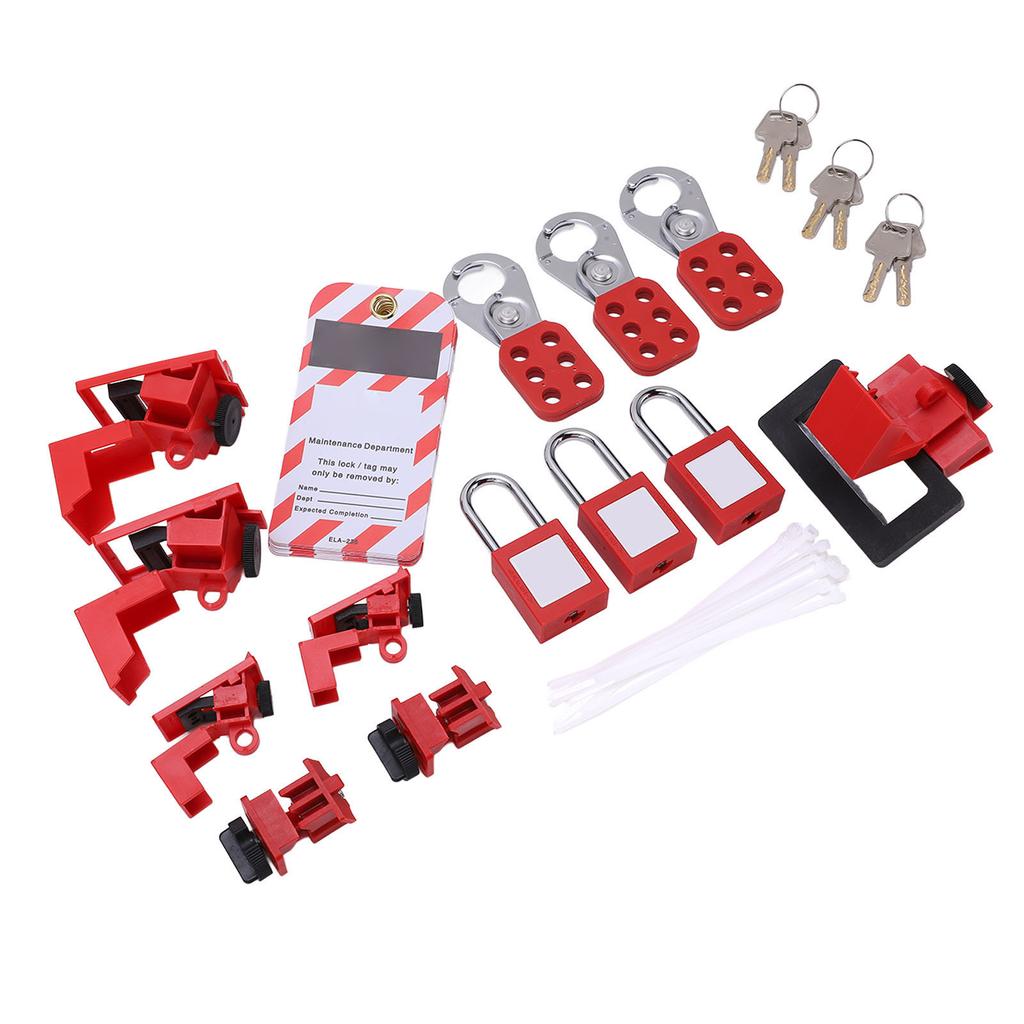 Electrical Lockout Tagout Kit Loto Tag Hasp Padlock Breaker Lock Out Device Storage Bag for Industrial Use