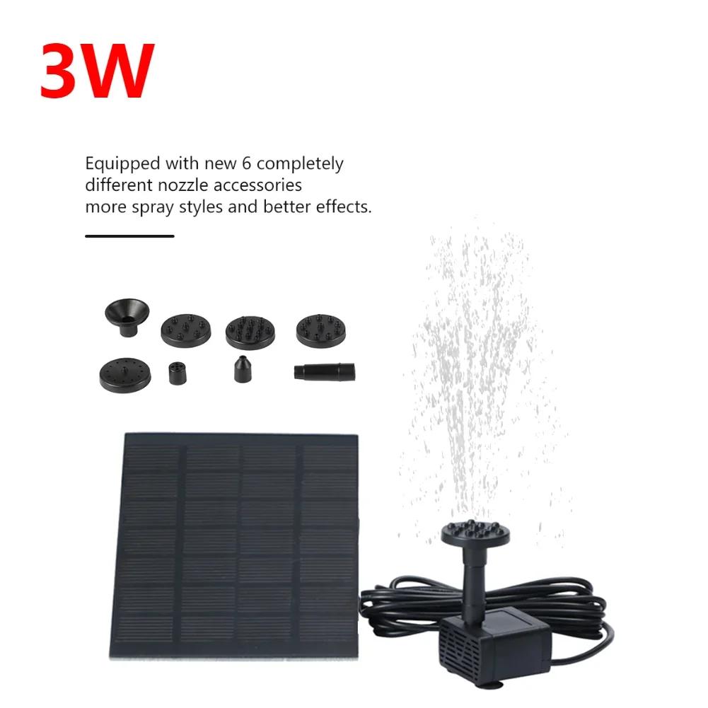 

Solar Water Pond Pump Easy Installation with 6 Nozzles Water Pump Powered Panel Kit Decorative Props Portable for Outdoor Garden