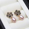 Wedding Freshwater Pearl Drop Earrings Women,Luxury 925 Silver Natural Pearl Earrings Wife Girls Birthday Gift White Black