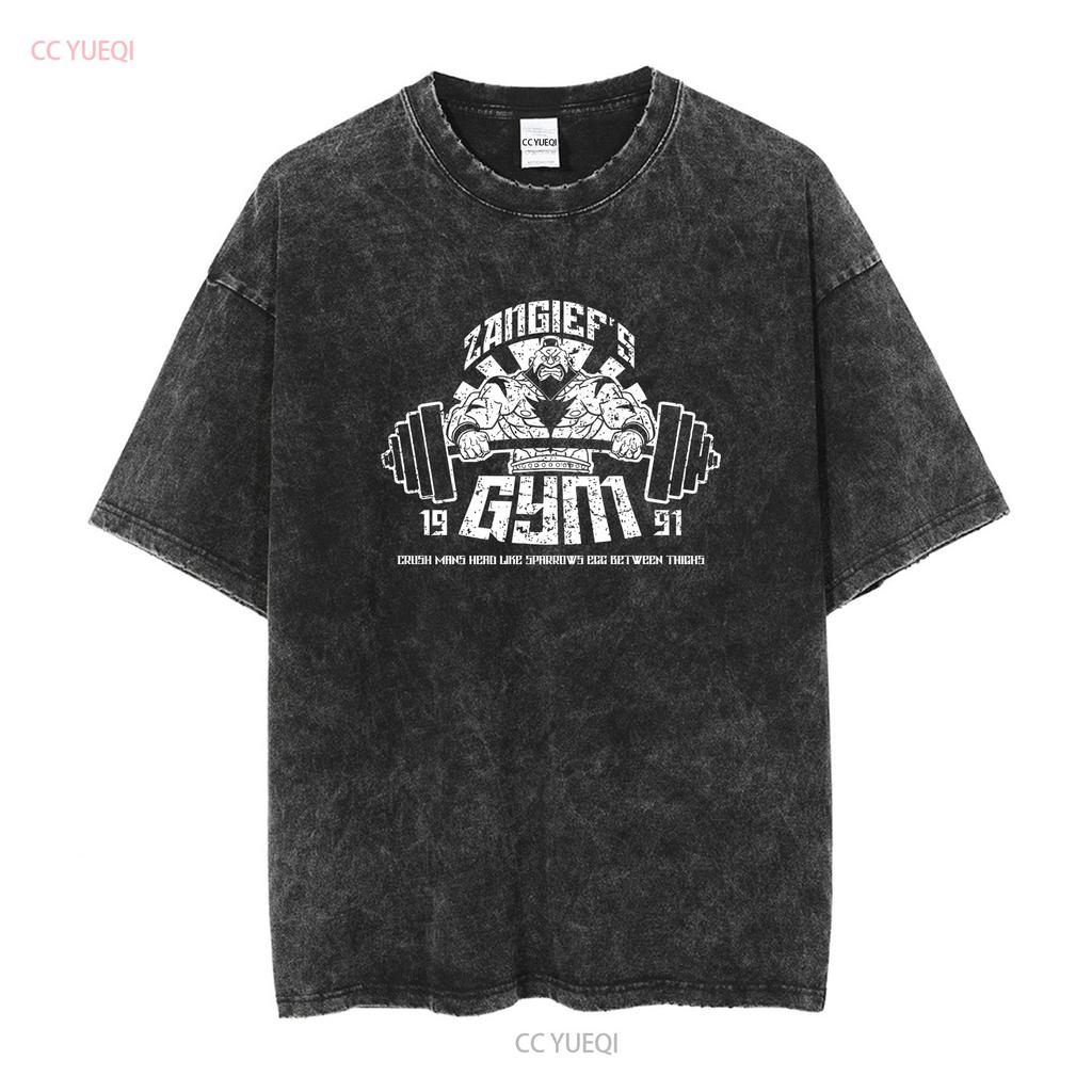 Zangief s Gym 2 T Shirt Gamer Ryu Ken Street Retro Fan Fighter Russia vintage Washed Soft streetwear Slightly Casual Stylish