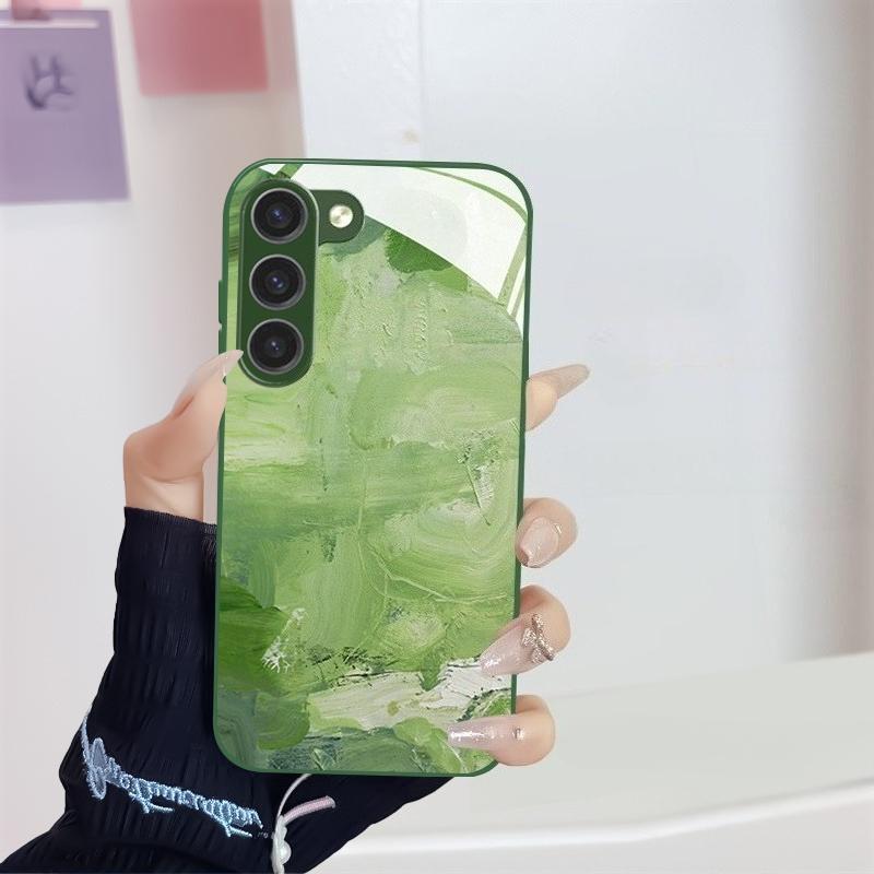 Grüne Textur Heißverkauf Exquisit Schön Handyhülle Glas-Handyhülle für Samsung Galaxy S26 S25 S24 S23 S22 FE Ultra Plus