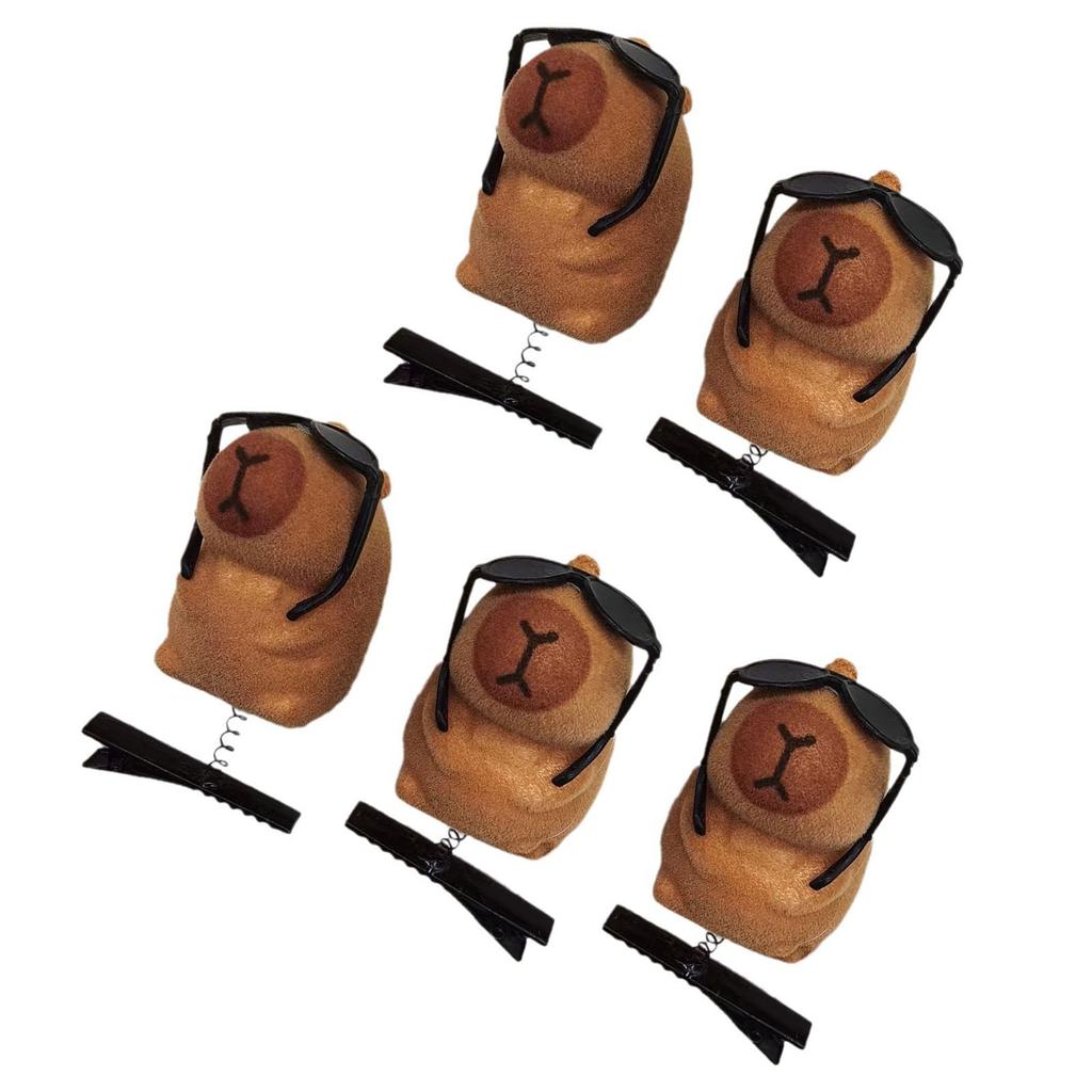 5er-Pack Cartoon 3D Capybara Plüsch-Haarnadeln Modische Tier-Haarspange Haar-Accessoires Geschenk für Mädchen und Frauen