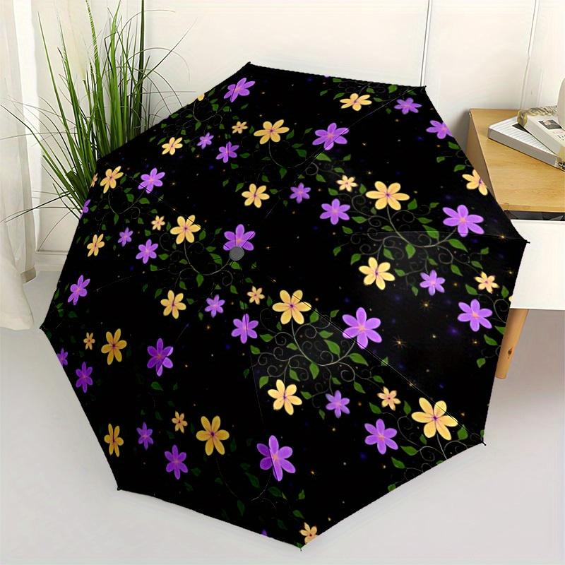 1pc Floral Night Pattern Automatic Umbrella - 8-Rib Foldable Design, Outdoor Adventures, and Family Celebrations Yy250829018
