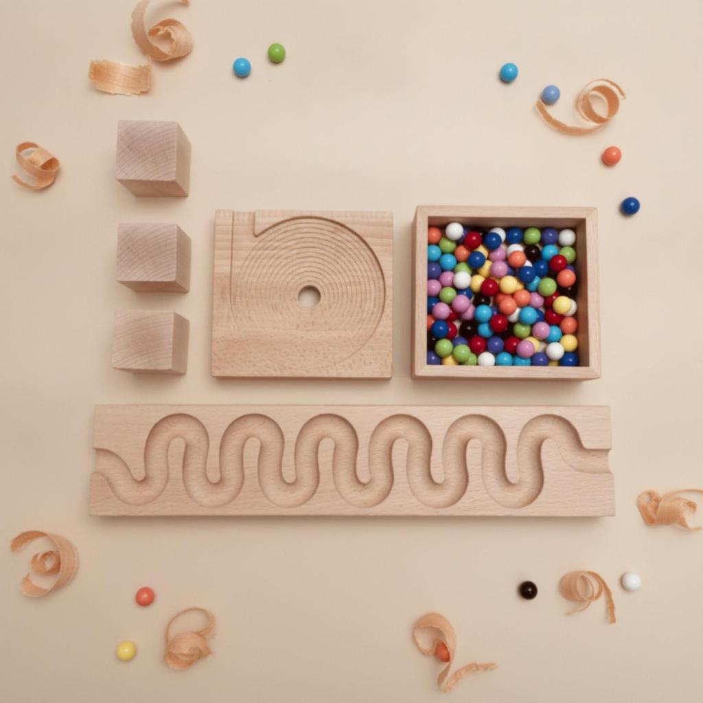 Marble Run with Wooden Blocks Educational Set for Preschoolers, Young Children,