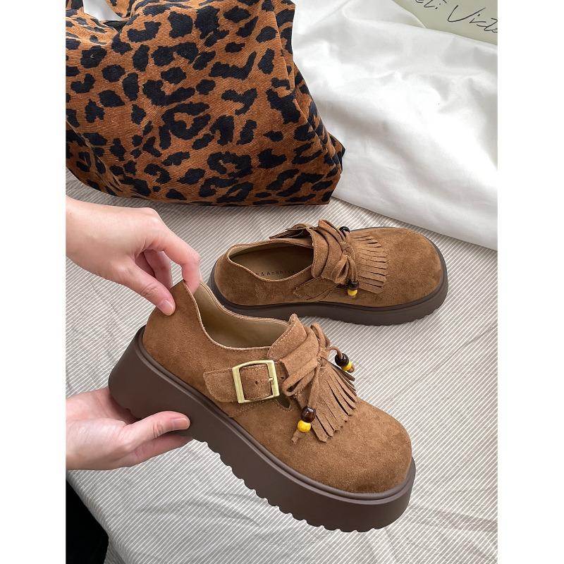 

Platform women s new autumn retro versatile casual height-increasing Boken single shoes 40 верблюд