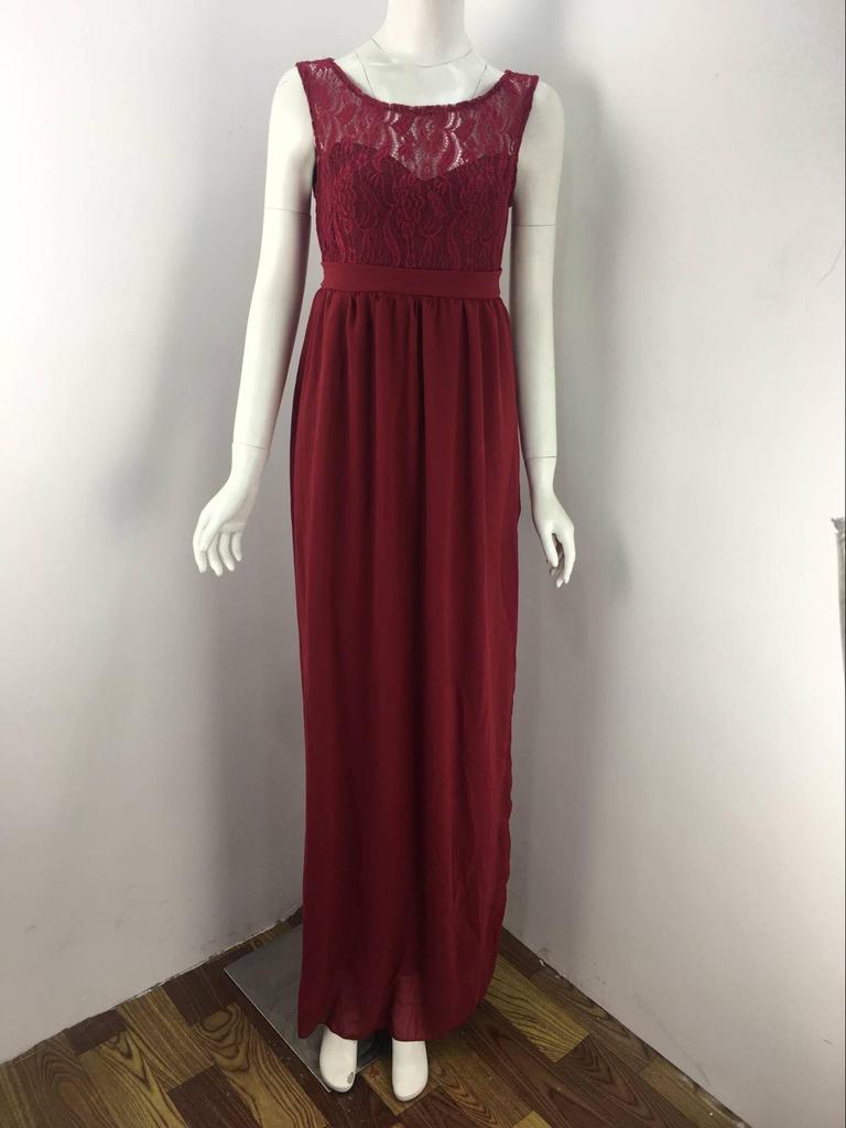 European & American Long Sleeve Lace Stitching Sexy Loose Trailing Sleeveless Maternity Dress