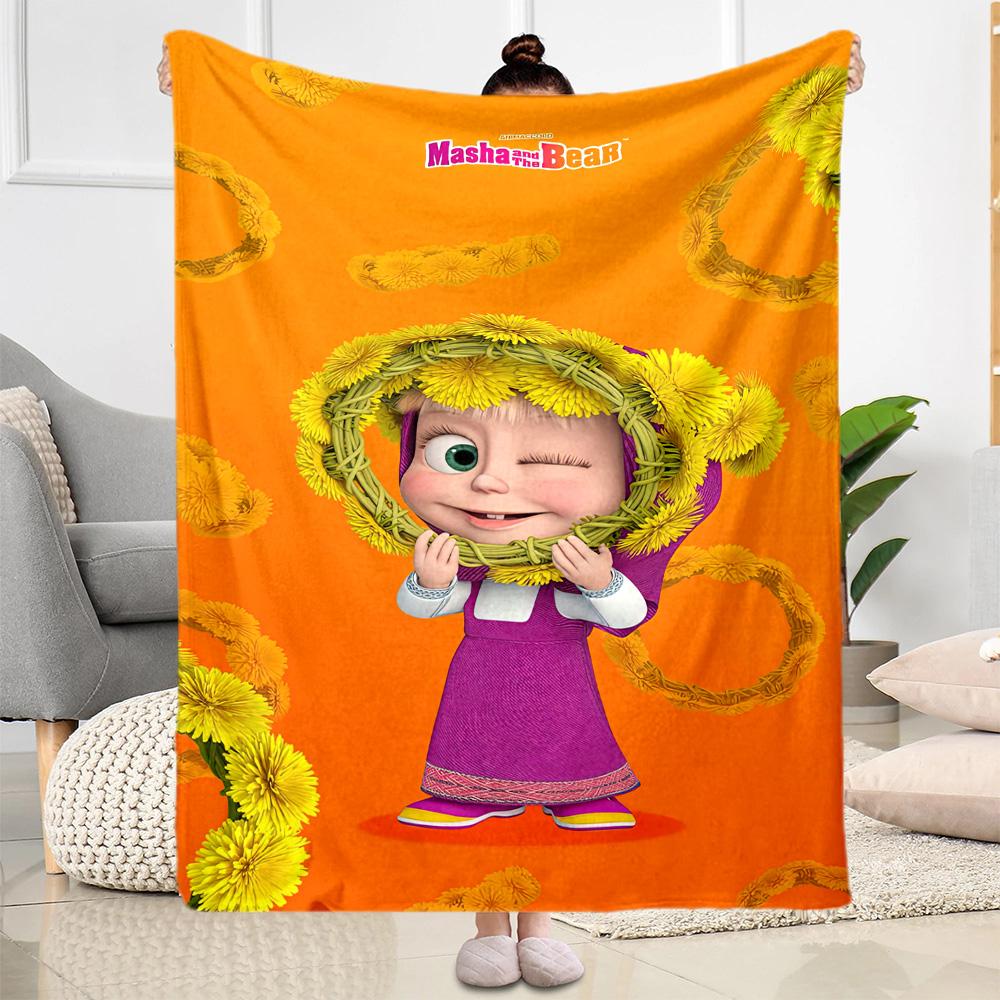 Masha Bear Blanket Comfortable Suitable for Livingroom Seaside Sofa Four Seasons Multipurpose Stylish Decor Best Holiday Gift for Friends Family