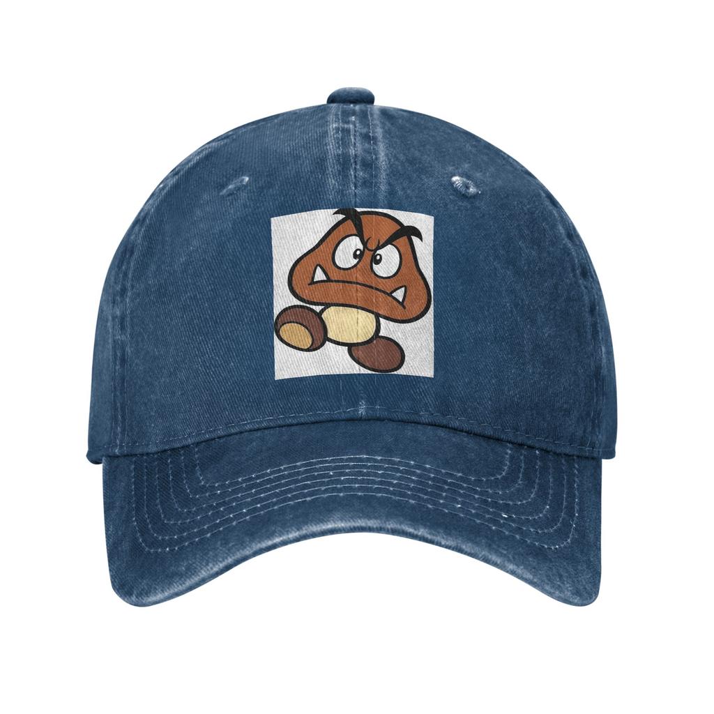 Cartoon Game Goomba Face Denim Fabric Cap Casual Baseball Caps Adjustable Hat Summer Unisex Baseball Hats