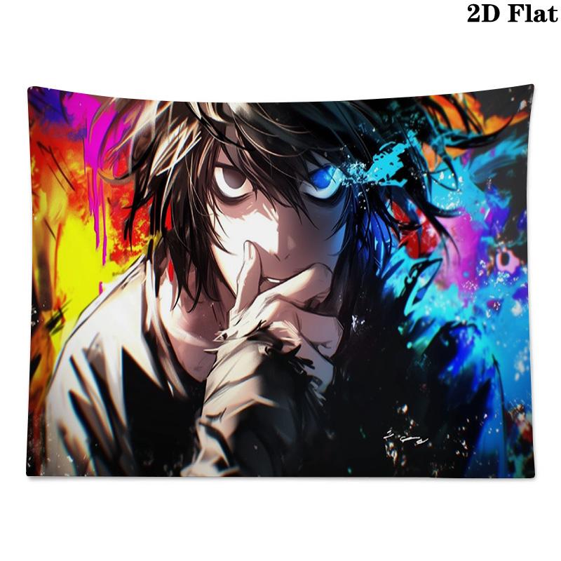 Death Note Anime Wall Tapestry Aesthetic Wall Hanging Printed Fabric Blanket Decorative Tapestries for Bedroom Living Room Home Decor