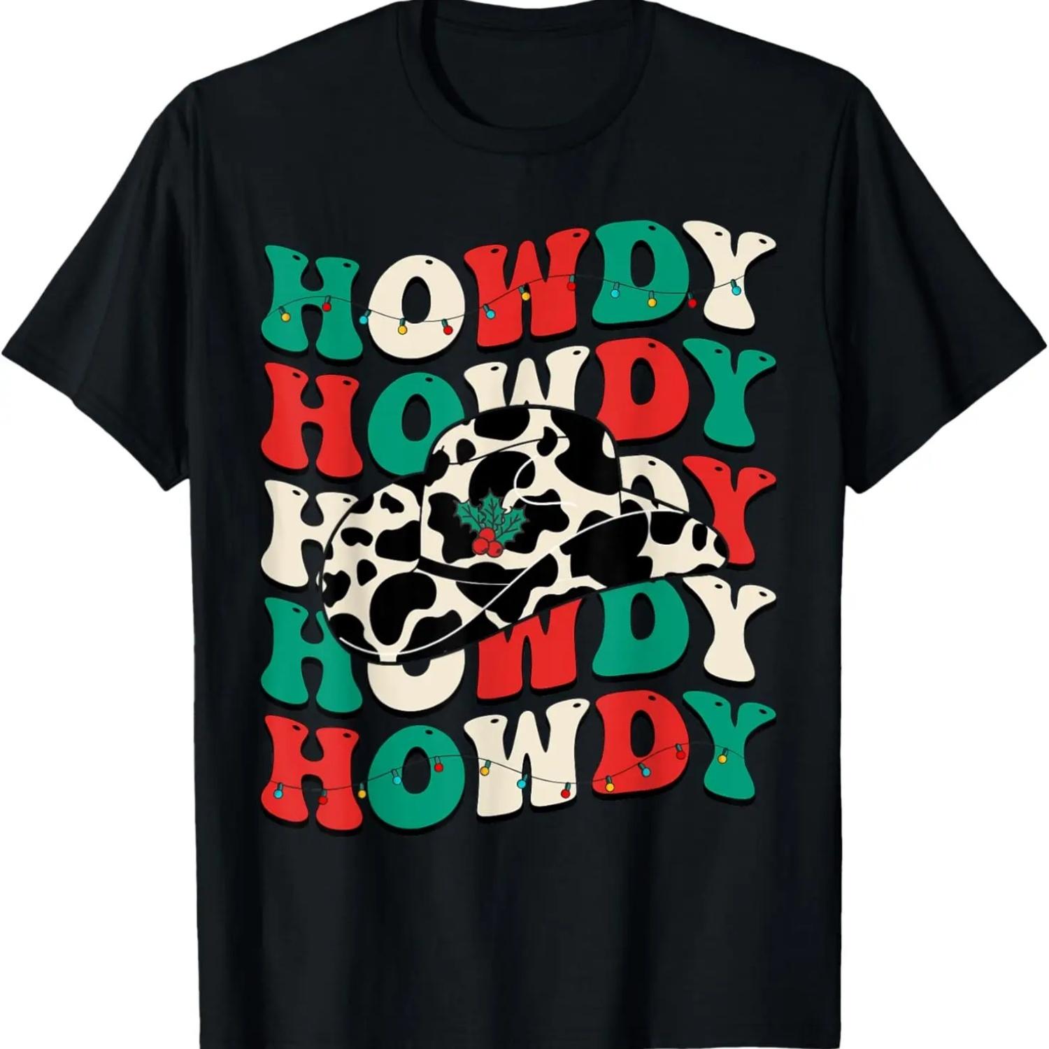 

Retro Howdy Rodeo Western Country Southern Cowgirl Christmas T-Shirt S чёрный