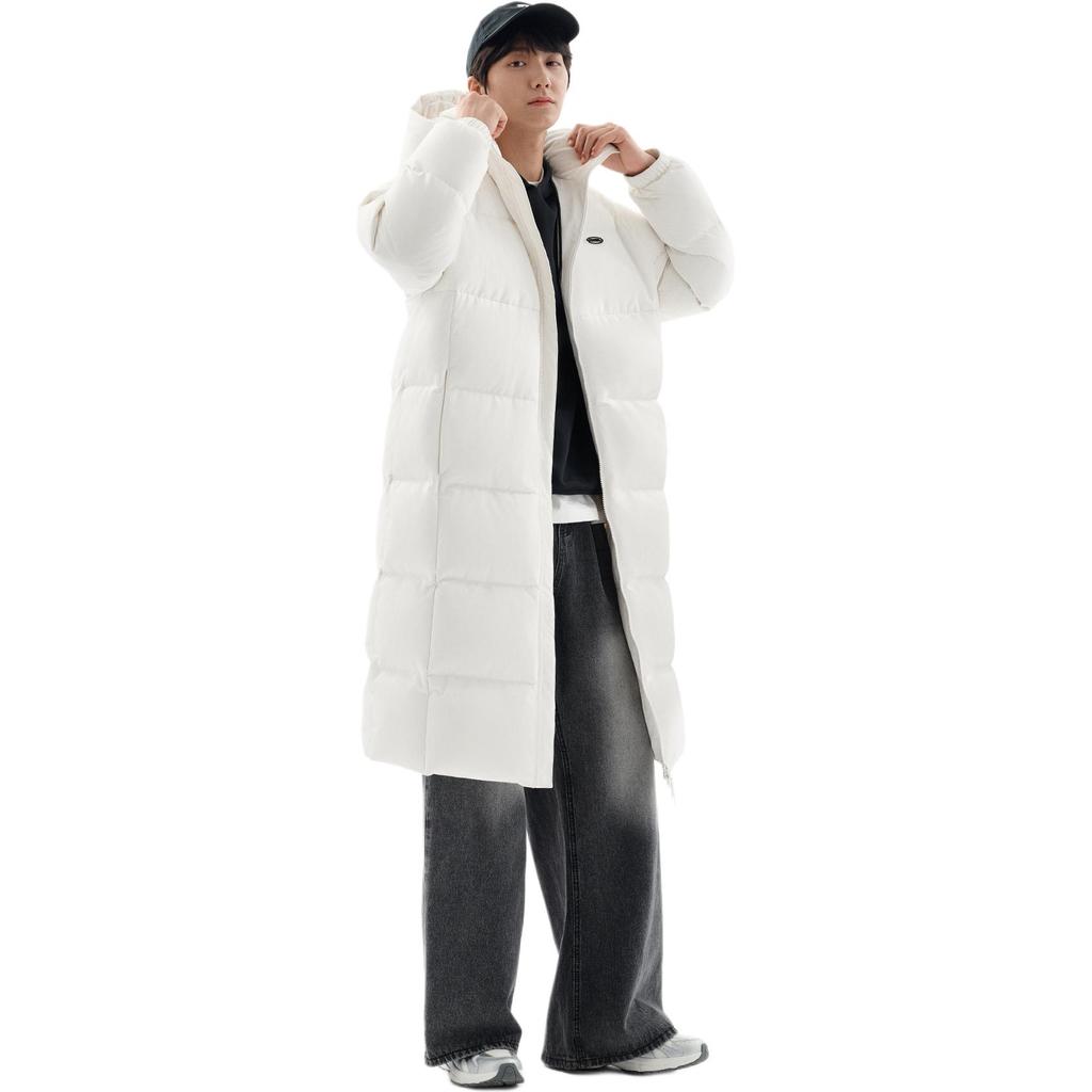 Anta Casual Long Hooded Zipper Down Jacket Men Outerwear 952548911-1