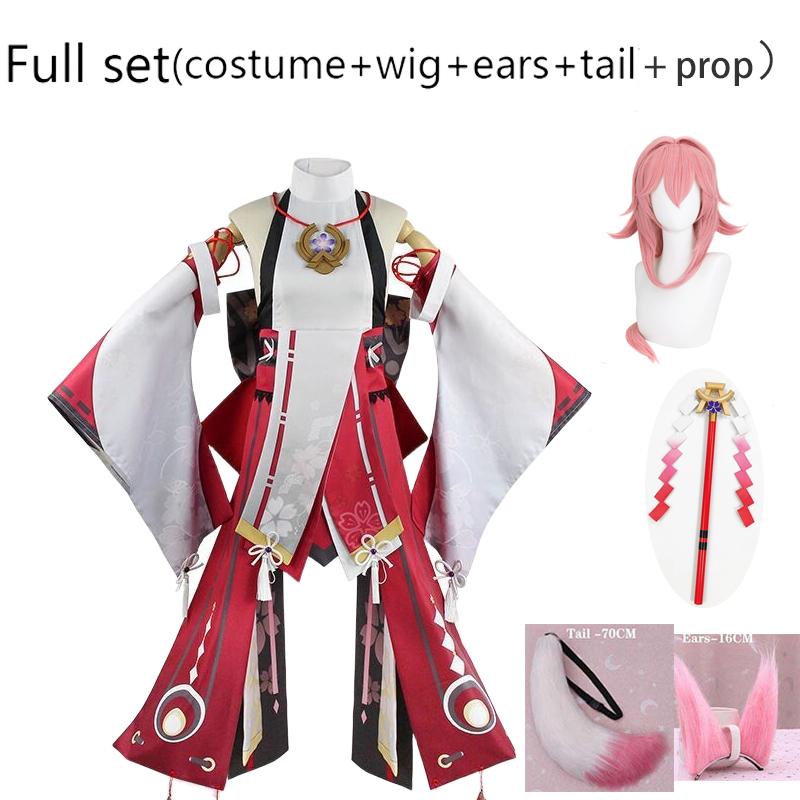 Cosplay Yae Miko Guuji Yae Cosplay Costume with Headwear Full Set for Halloween Party Costumes