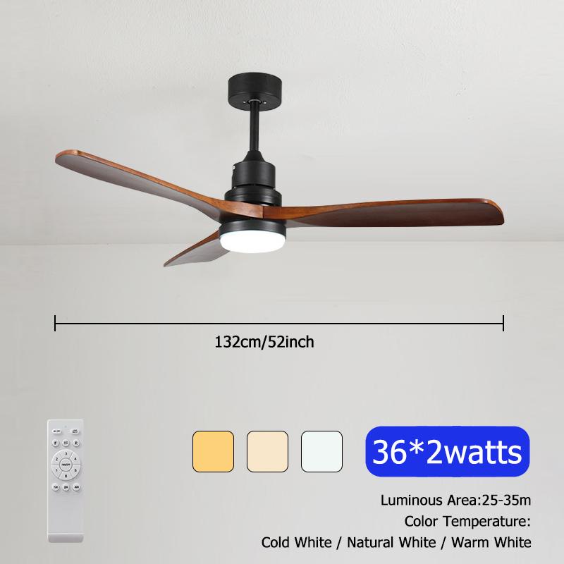 

Деревянный потолочный вентилятор с подсветкой и пультом дистанционного управления, тихий реверсивный двигатель постоянного тока, 3-цветная светодиодная подсветка, 3 лопасти, 6 скоростей, потолочный вентилятор для гостиной