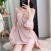 Female Sexy Winter Golden Velvet Pajamas Spring and Autumn Warm Suspender Nightgown Nightgown Two-piece Set Loungewear with Chest Pad