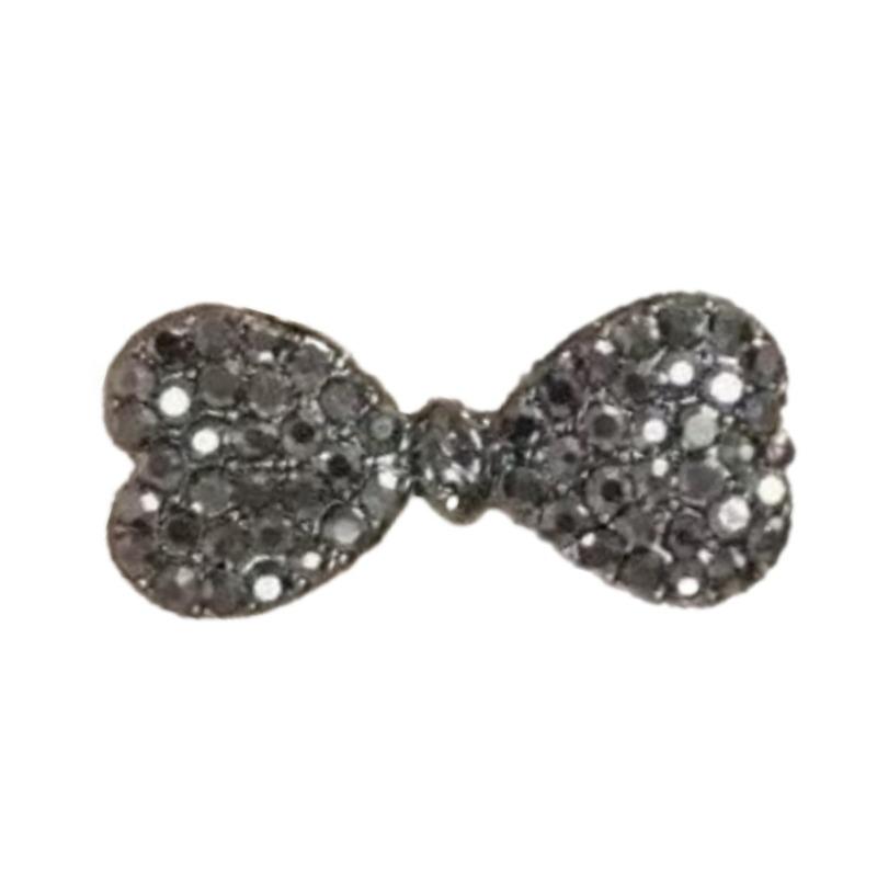 Mini gray rhinestone bow hairpin side clip light luxury high sense forehead broken hairpin cute small clip hairpin