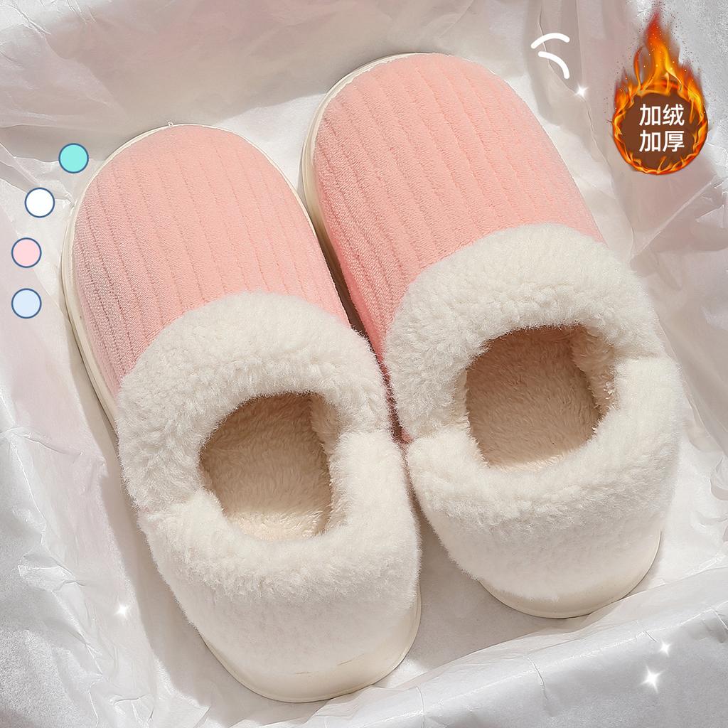 Cotton slippers, warm, non-slip, silent and warm for home use in autumn and winter, soft cotton shoes, new cotton mops for external wear
