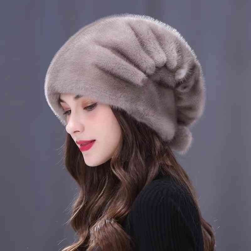 New Winter Imitation Mink Hat Women's Cold Protection and Warmth Winter Bag Head Ear Protection Top Hat Fashion Middle-aged and Elderly Mother