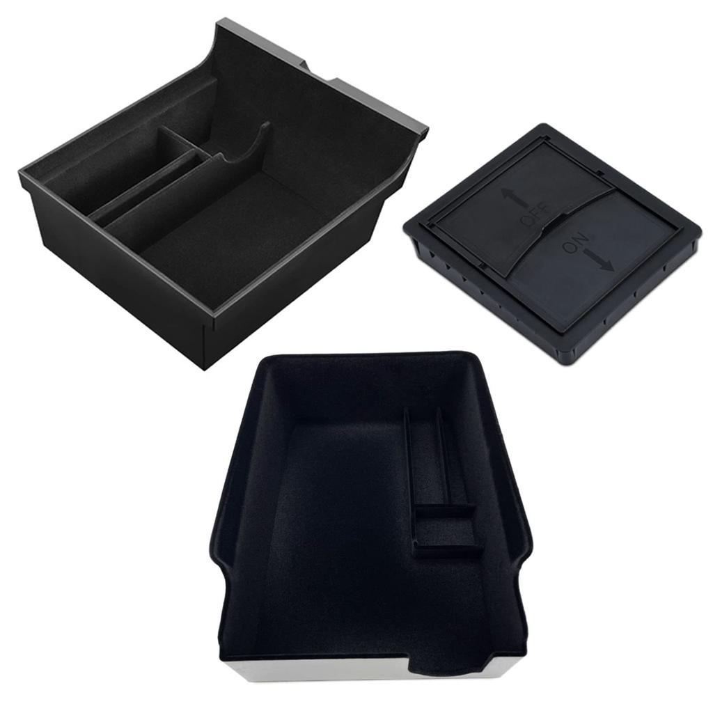 Center Console Storage Box for Tesla Model 3 and Model Y Flocked Center Console Armrest Organizer Tray for Tesla Model 3 and Y Hidden Armrest Cubby