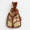 Certified Natural Fossil Coral Copper Wire Wrapped 117 Ct Fancy Shape Pendant