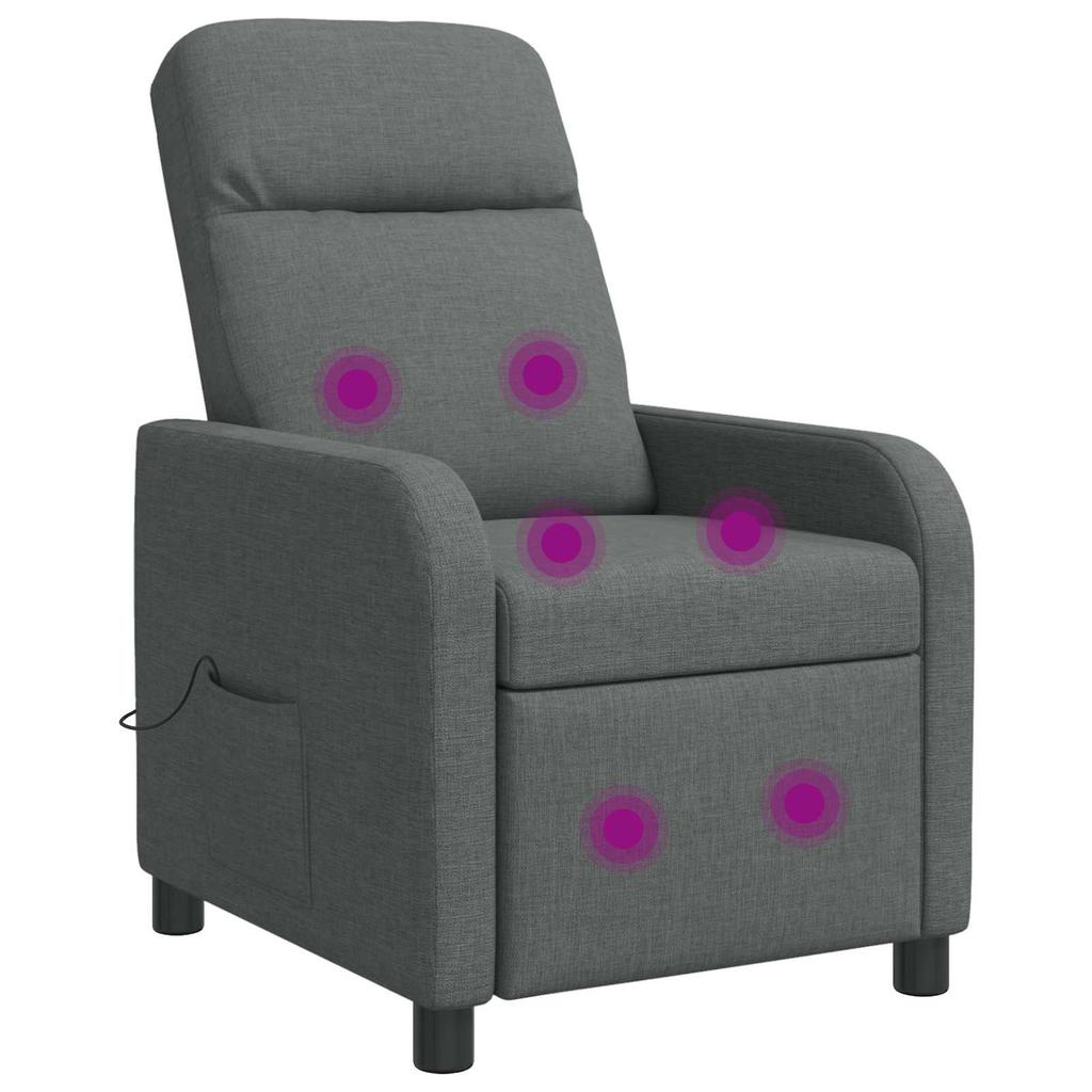 Massage Recliner Dark Gray Fabric