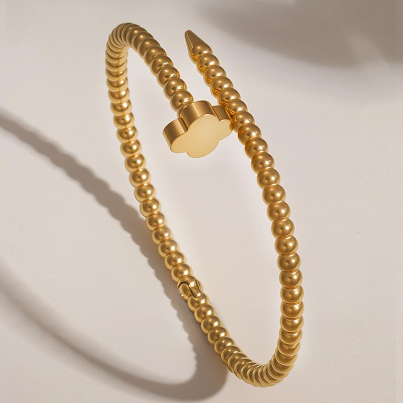 New Couple Love Four-leaf Clover Round Bead Open Fashion Bracelet Bracelet