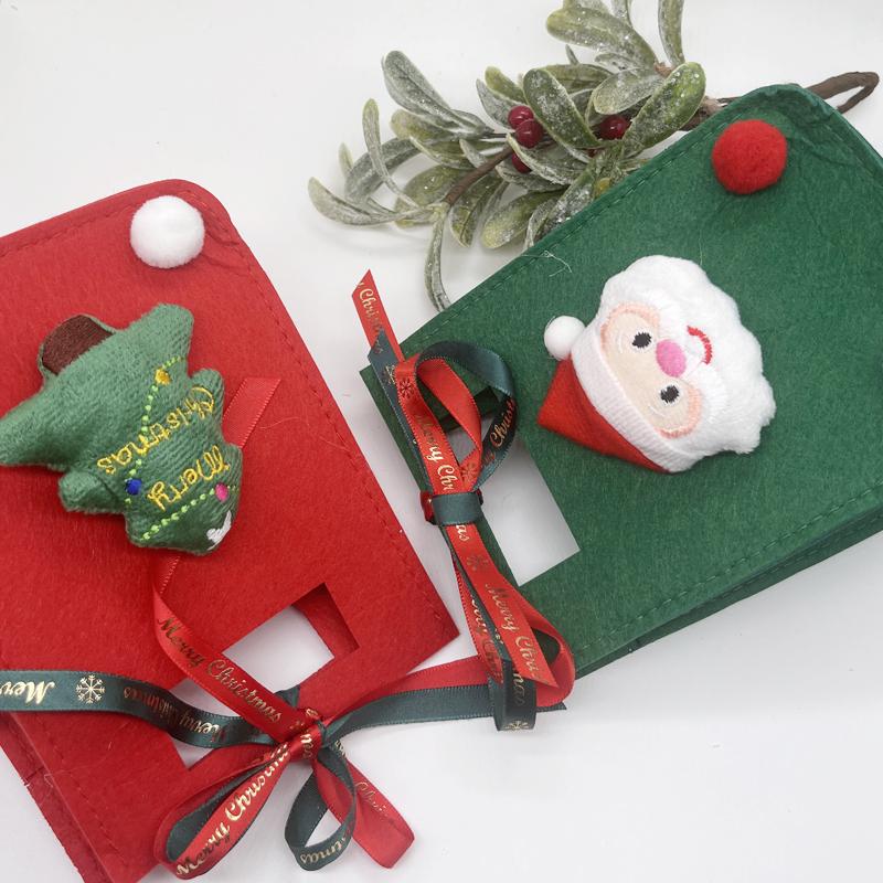 1pc Christmas Apple Non-woven Bag 3D Santa Claus Doll Xmas Tree Ornament Candy New Year Gifts Packaging Boxes Party Supplies
