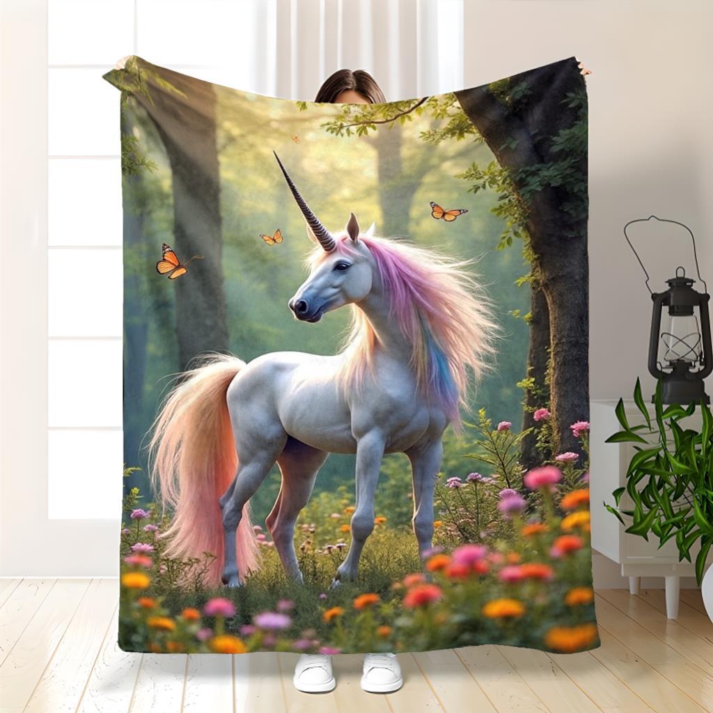 Плед Suige Единорог Фэнтези - Волшебный Принт Мягкий Фланелевый Плед 70x100cm