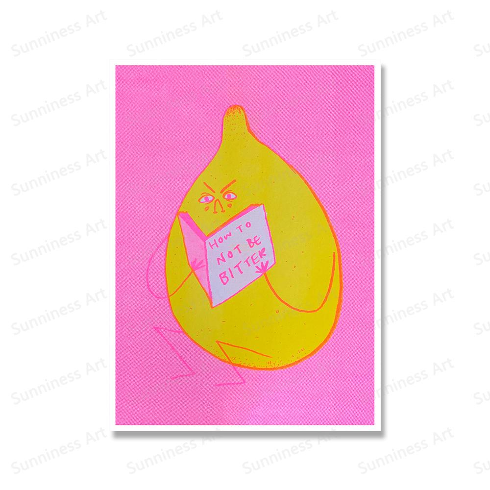 

Как не быть озлобленным Милый фрукт Лимон Книга Плакат Напиток Can Spite Печать Холст Картина Настенные Картины Гостиная 40x50cm No Framed белый