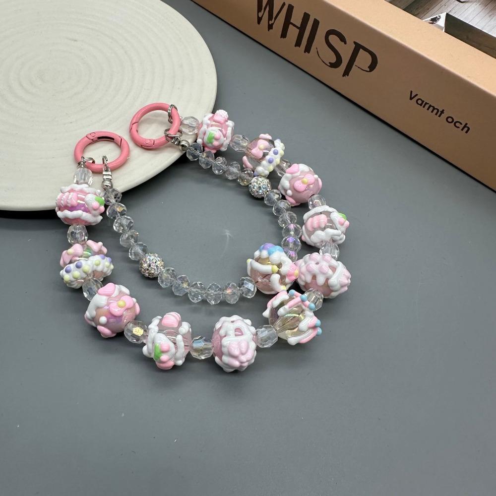 

Прозрачный кулон-брелок для сумки, кремовый шарм для телефона на веревочке, новый шнурок для телефона розовый