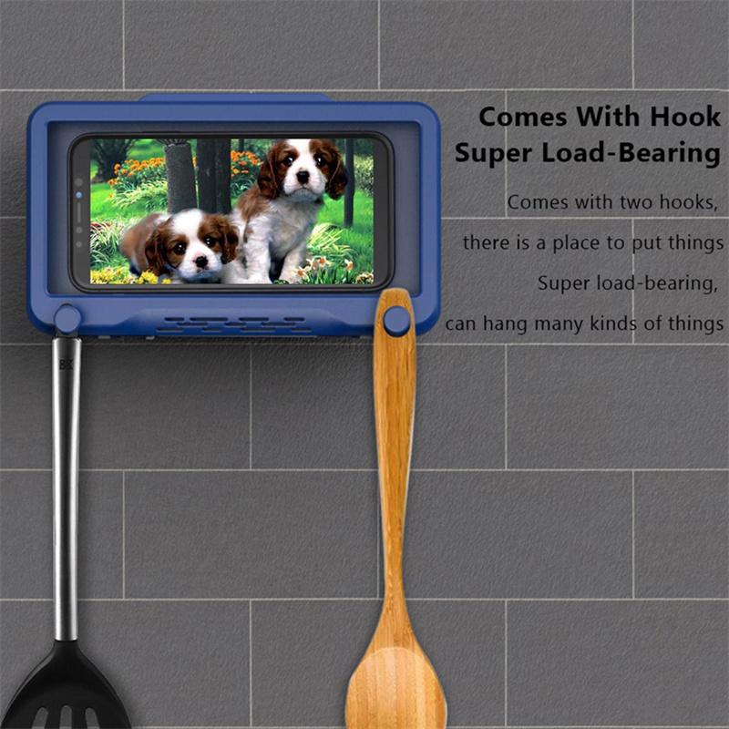 Kitchen Toilet Mobile Phone Holder Waterproof Touchable Case Wall Mounted Bath Bathroom Phone