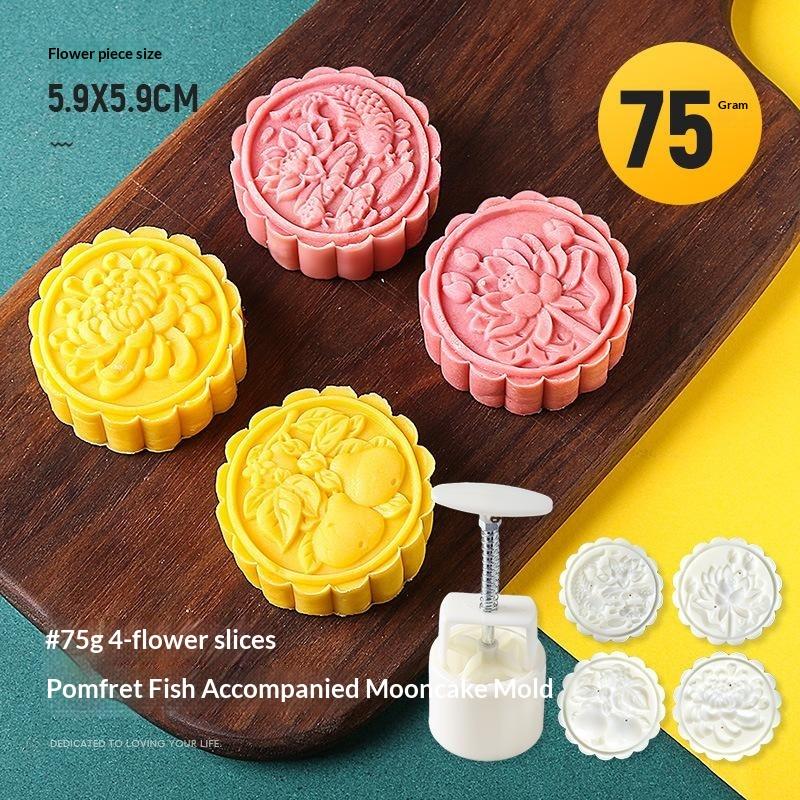 1 Set Diy Mooncake Mold Plastic Hand Press Pastry Mold Mung Bean Cake Embossing Kitchen Baking Tool Cookie Moon Cake Cutter